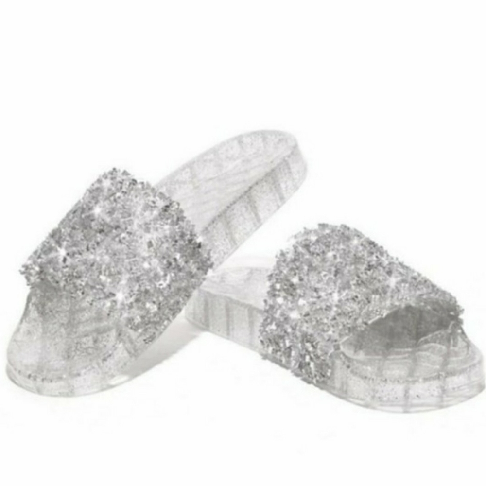 EMBELLISHED SPARKLE SLIDES-SILVER - Picture 2 of 6